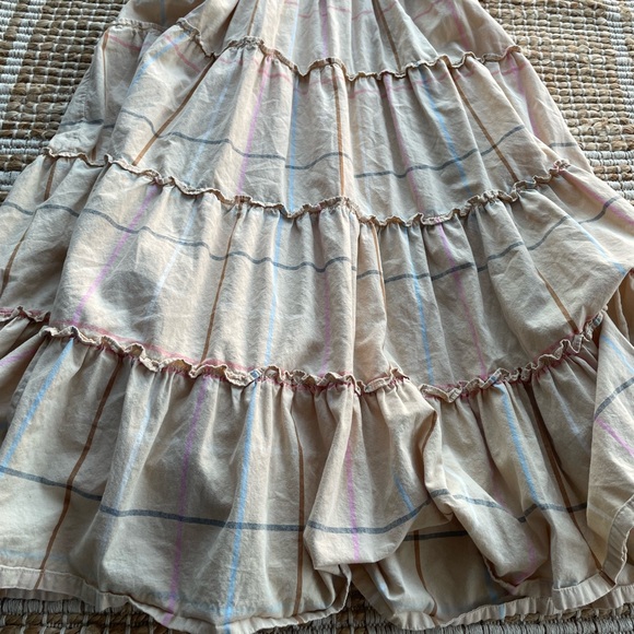 Crown & Ivy Smocked Prairie Maxi Dress Cotton Plaid XS Cottagecore boho coastal - Picture 5 of 6